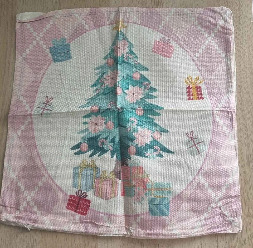 Set of 4 Pink & Pastel Christmas Pillow Covers - photo 3