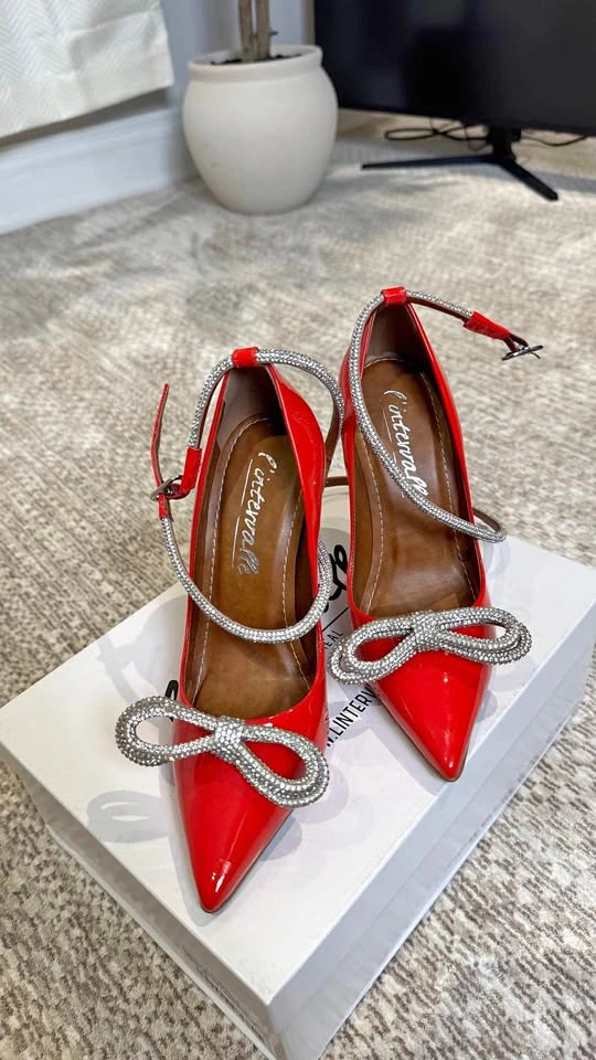 Size 6 L'Intervalle Cici Red Patent Rhinestone Bow Heels