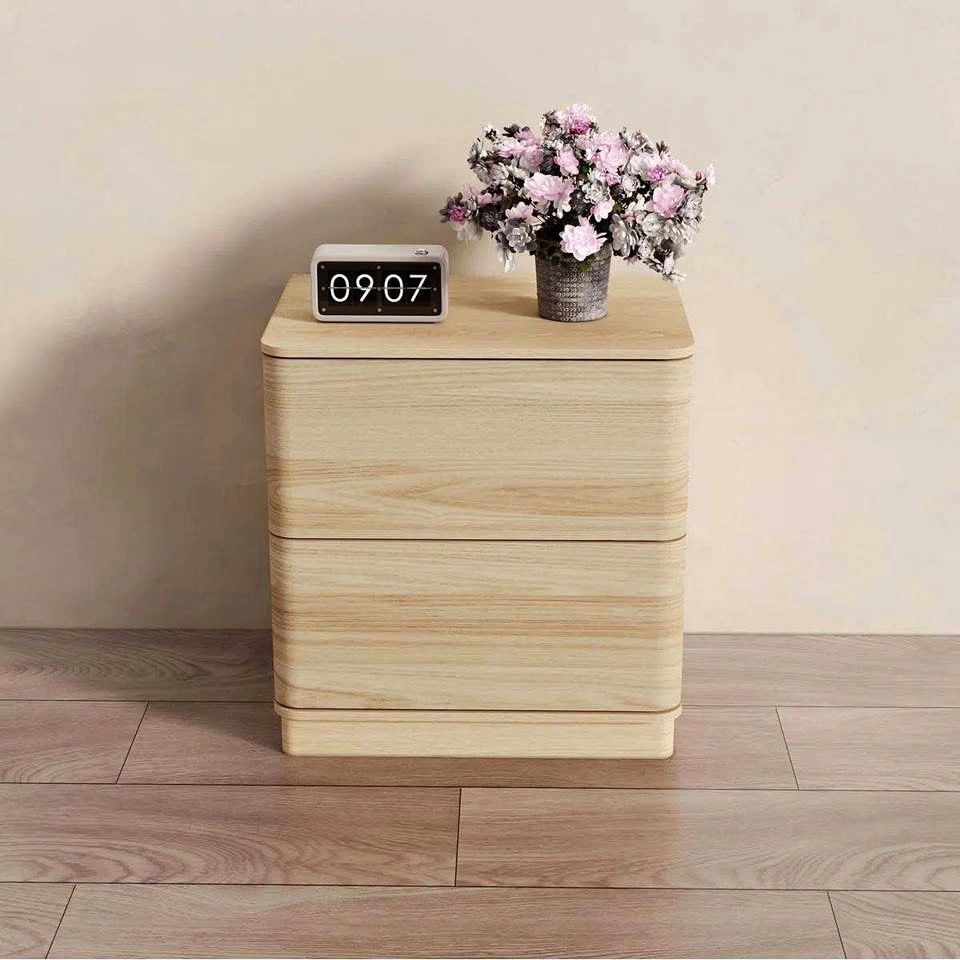 🌿 Minimalist Textured 2-Drawer Nightstand