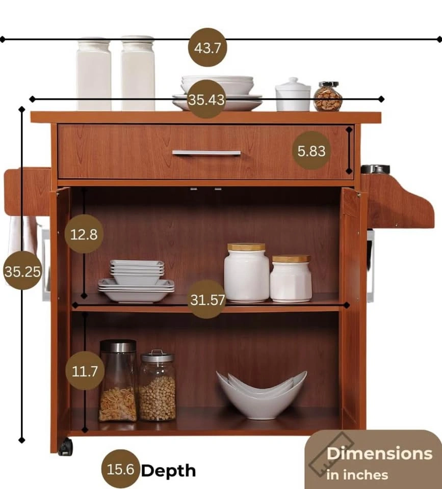 Hodedah Kitchen Island | Cherry | Brand New & Fully Assembled - photo 3