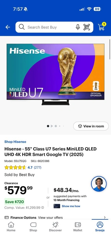 Hisense 55” U7 Mini-LED QLED 4K 165Hz Google TV (2025) – Mint - photo 2