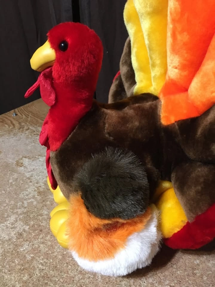 GOBBLE GOBBLE TURKEY PLUSH THANKSGIVING BIRD FK LTD 13" - photo 2