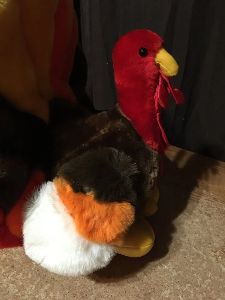 GOBBLE GOBBLE TURKEY PLUSH THANKSGIVING BIRD FK LTD 13" - photo 3