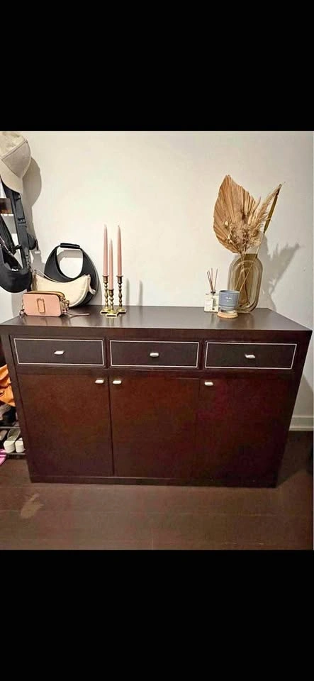 Real Wood and Leather Cabinet