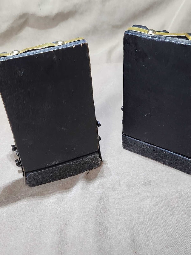 Rustic Barrel & Crate Wood Bookends/Mid-Century Western Decor - photo 5