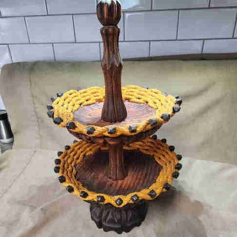Handcrafted Rustic Tiered Serving Stand, Farmhouse/Boho Decor