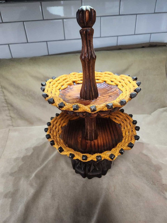 Handcrafted Rustic Tiered Serving Stand, Farmhouse/Boho Decor - photo 5