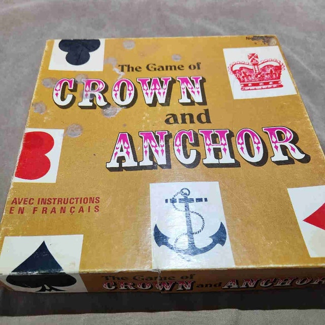 Vintage Bilingual "Crown and Anchor" Gambling Game, Complete Set