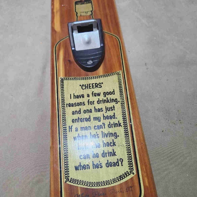 Vintage "Cheers" Cedar Wall-Mounted Bottle Opener, Retro Decor