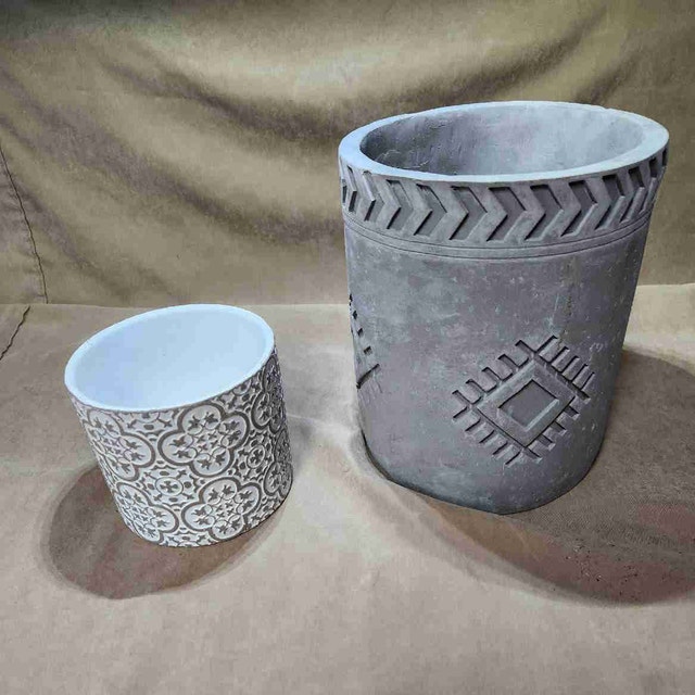 Modern Textured Planters, Geometric & Boho Chic Decor