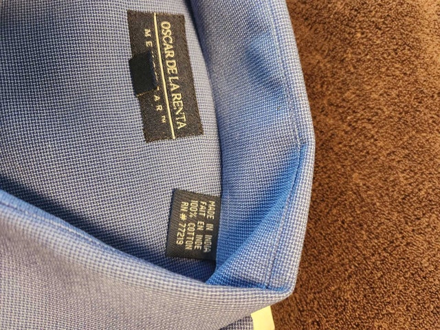 Oscar de la Renta Men’s Dress Shirt Long Sleeve Blue NOS - photo 2