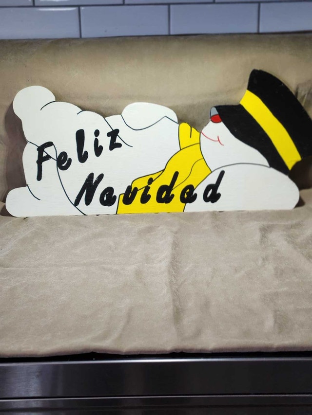 Handmade Rustic "Feliz Navidad" Snowman Sign - photo 3