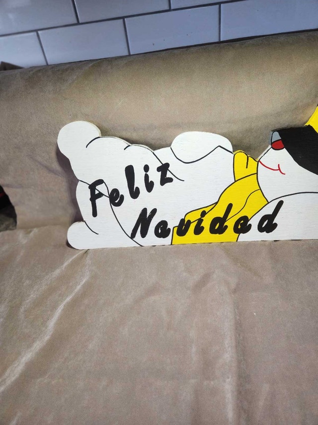 Handmade Rustic "Feliz Navidad" Snowman Sign - photo 5