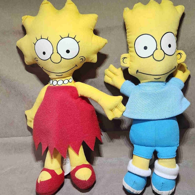 1990 The Simpsons Bart & Lisa Plush Doll Set - Matt Groening