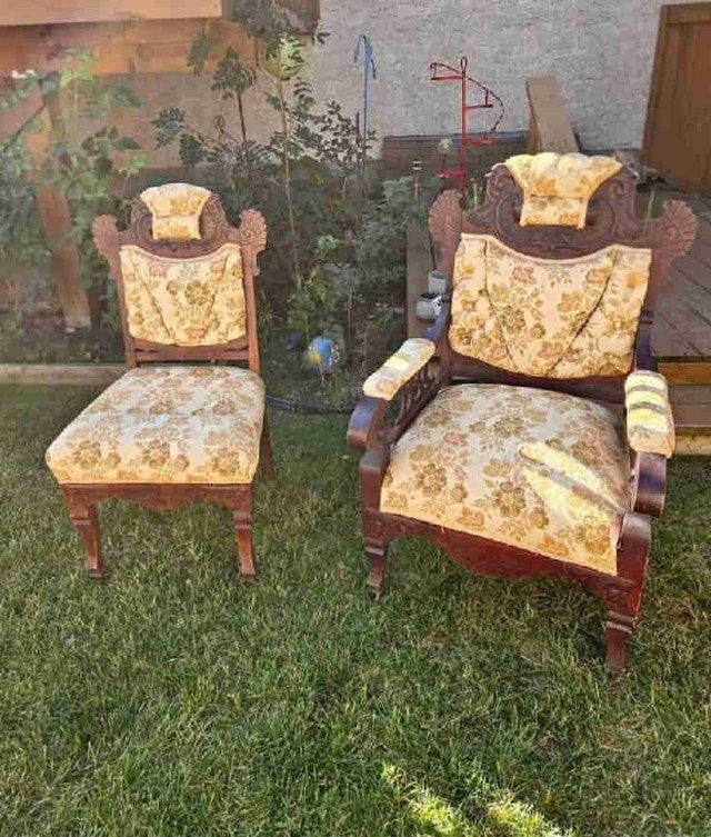 Authentic 1880s Victorian Eastlake Parlor Chairs