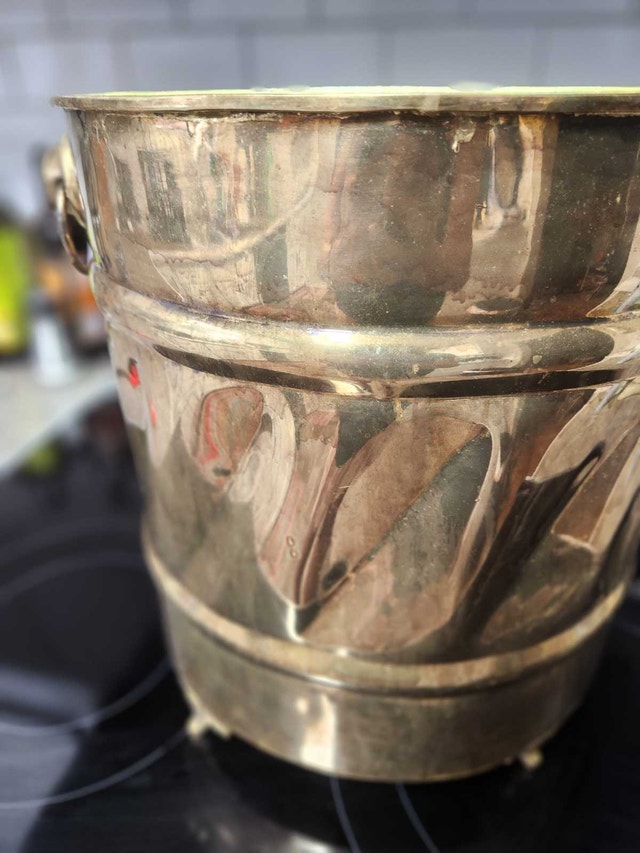 Vintage Solid Brass Footed Planter with Handles - photo 4