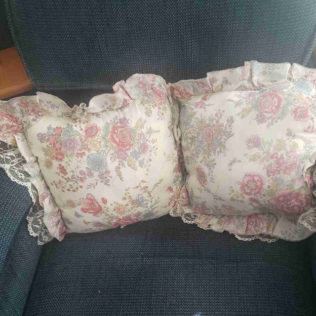 Custom 1980s Cottagecore Floral Chintz Ruffle & Lace Pillows