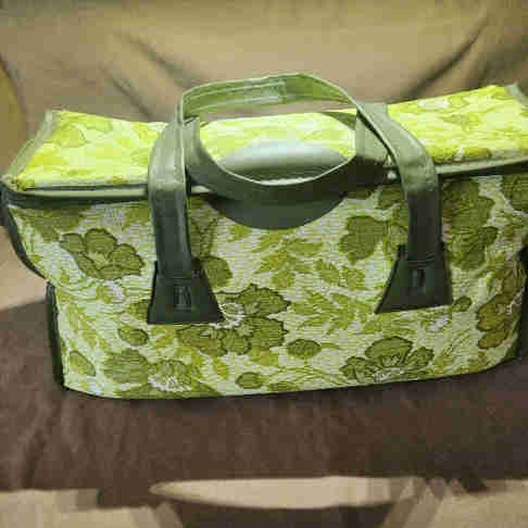 60s /70s MCM Avocado Green Floral Tapestry Tote Case