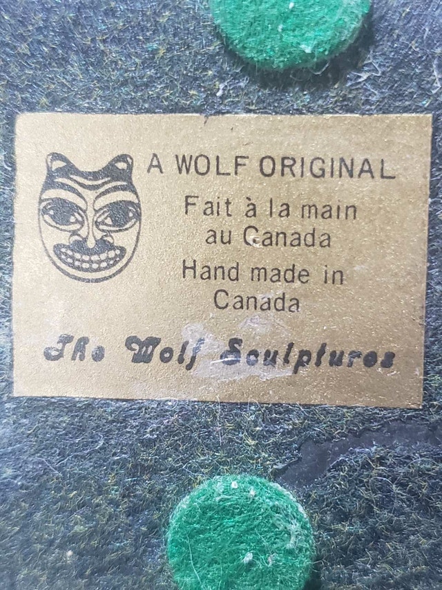 Vintage Wolf Original Inuit Mother & Baby Carving - photo 3