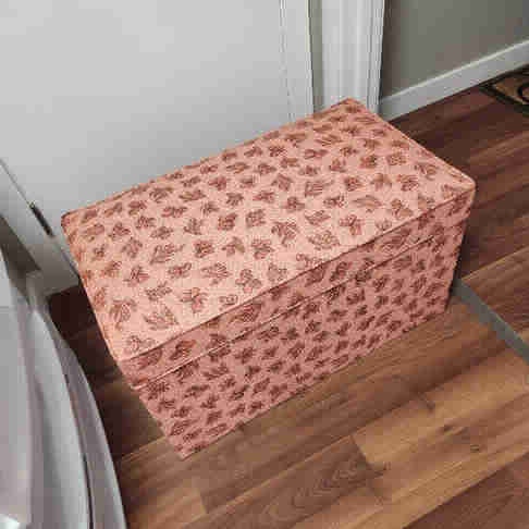Mid-Century Storage Ottoman Bench – Rare Retro Butterfly Pattern
