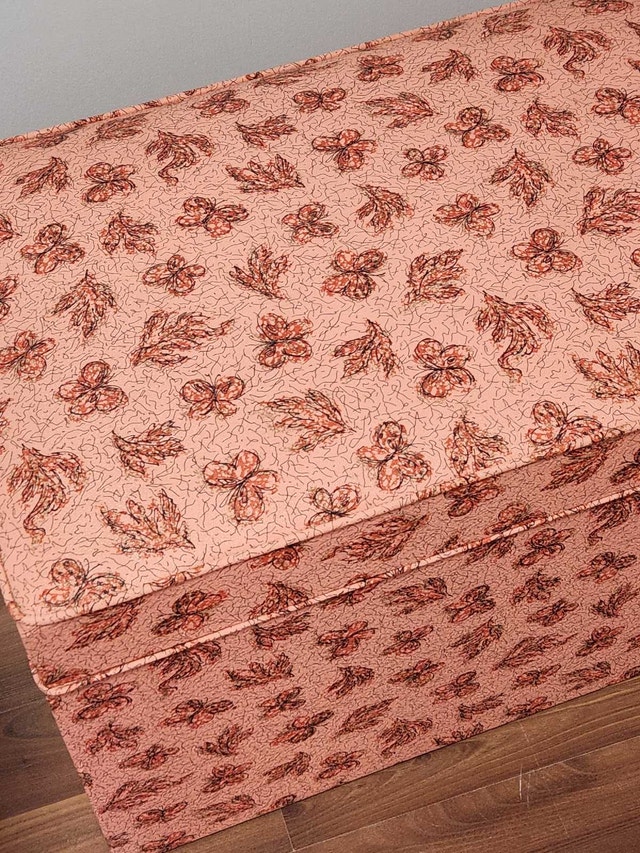 Mid-Century Storage Ottoman Bench – Rare Retro Butterfly Pattern - photo 4