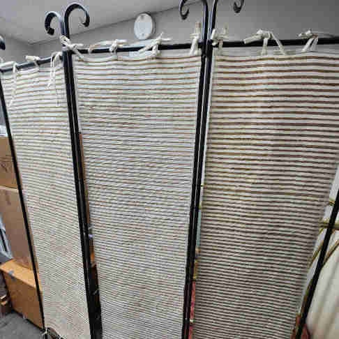 Chic 6-Ft Metal & Fabric Room Divider – Privacy & Style