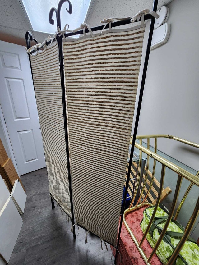 Chic 6-Ft Metal & Fabric Room Divider – Privacy & Style - photo 3