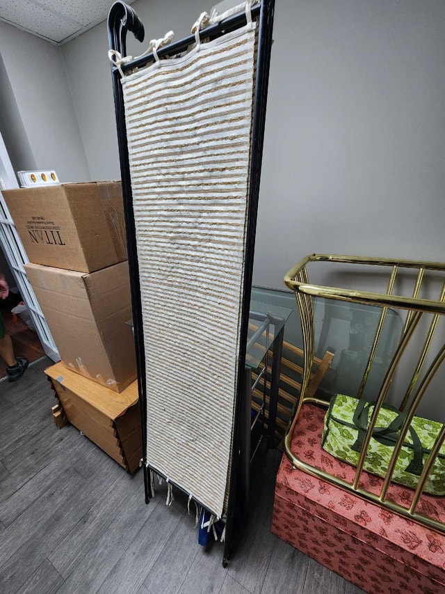 Chic 6-Ft Metal & Fabric Room Divider – Privacy & Style - photo 4