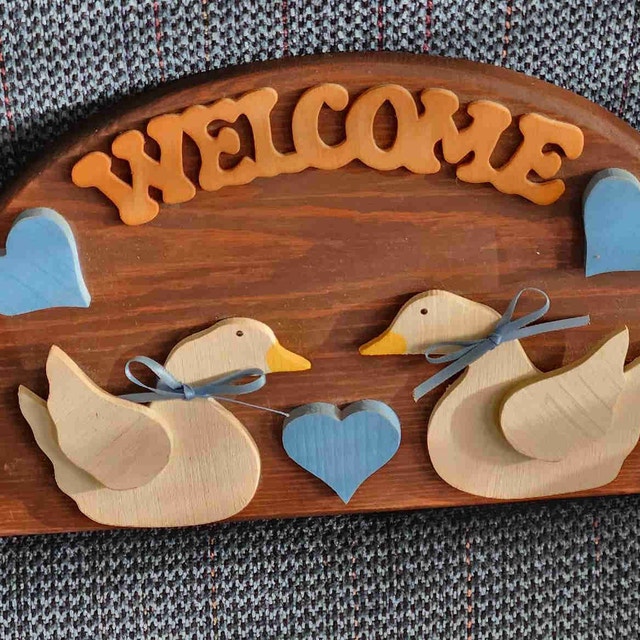 Vintage 1980s "Country Goose" 3D Wood Welcome Sign