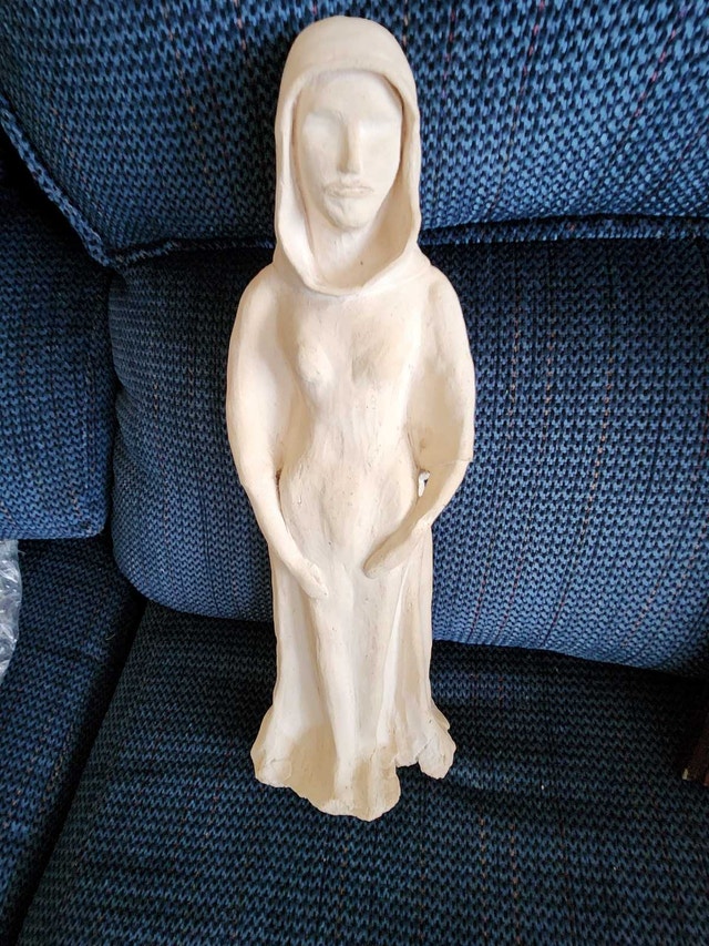 14" Hand-Sculpted Clay Figurine - Original Artisan Folk Art