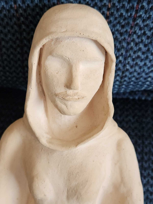 14" Hand-Sculpted Clay Figurine - Original Artisan Folk Art - photo 2