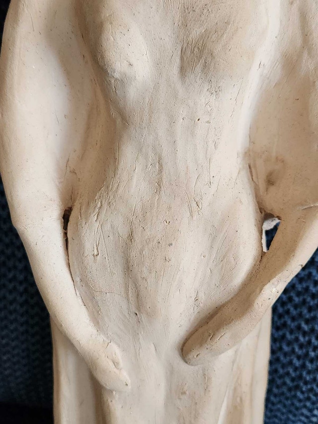 14" Hand-Sculpted Clay Figurine - Original Artisan Folk Art - photo 3