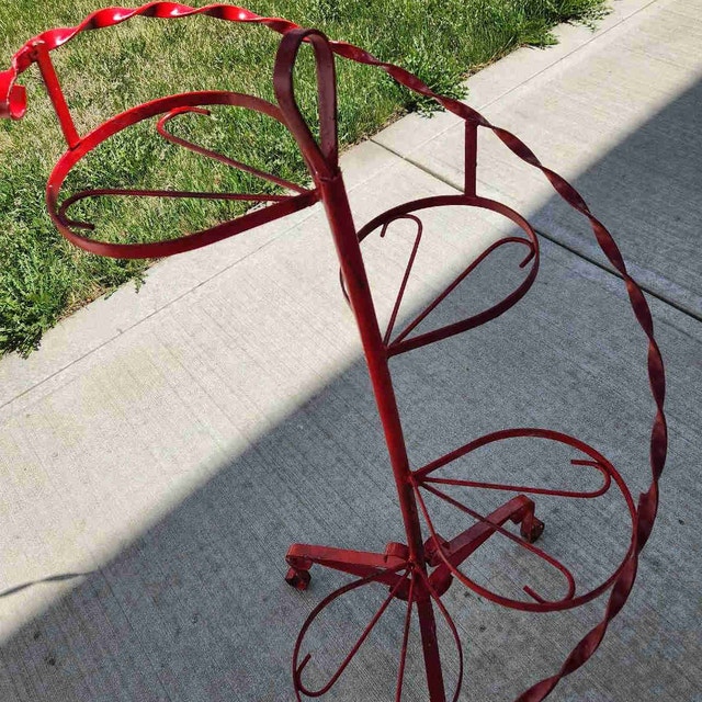 Vintage 3-Tier Spiral Wrought Iron Plant Stand – 39" Tall