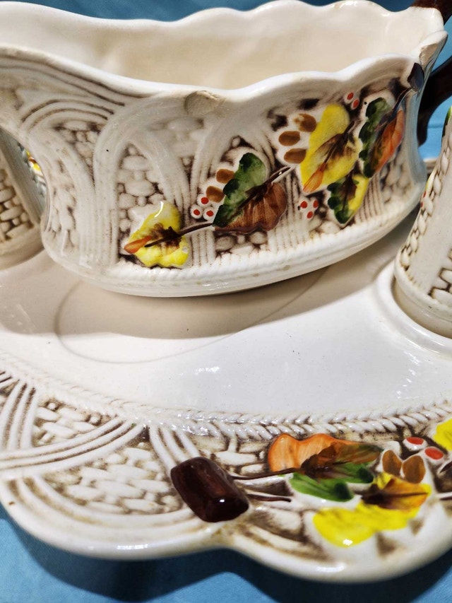 Vintage 1970s Mexican Ceramic Gravy Boat & Shaker Set - 4-Piece - photo 2