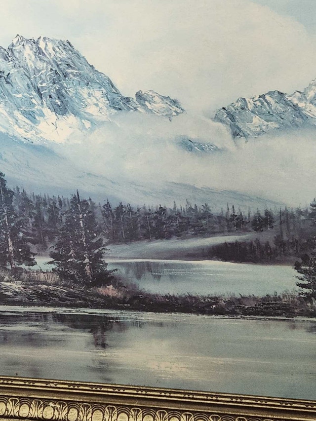Large 52.5" Mid-Century Modern Textured Oil Painting - photo 5