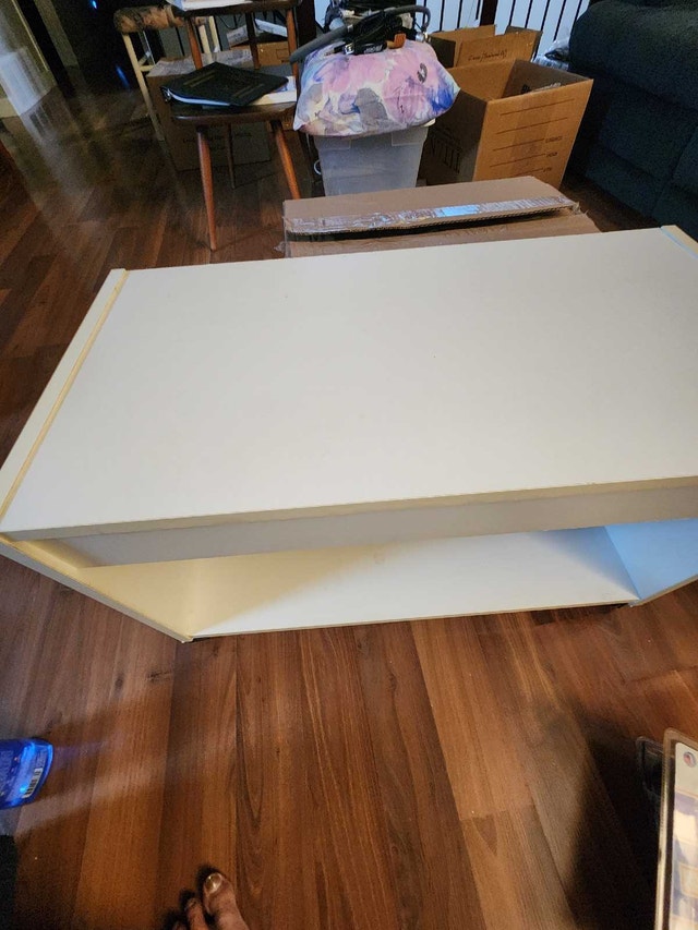 Modern White TV Stand / Storage Unit on Wheels (27 x 14 x 17) - photo 4