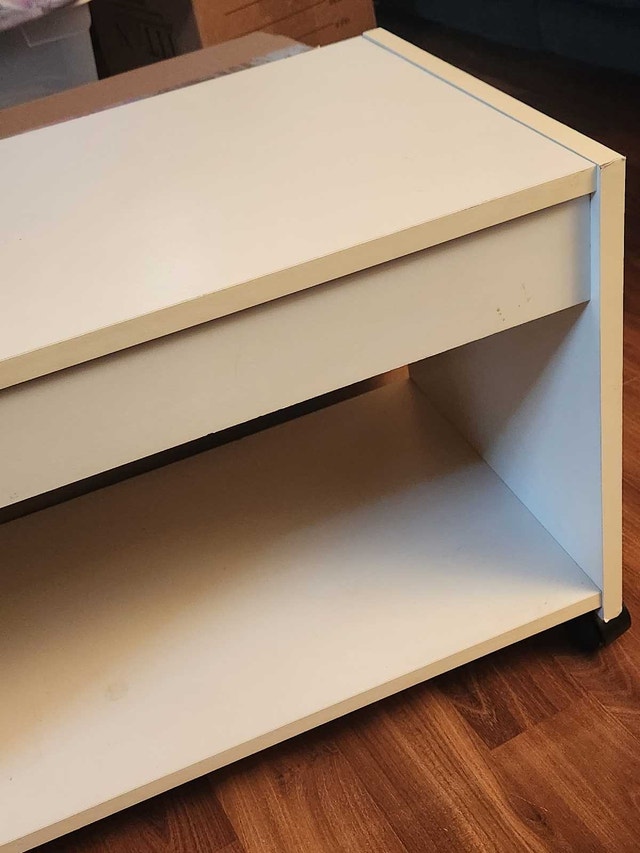 Modern White TV Stand / Storage Unit on Wheels (27 x 14 x 17) - photo 5