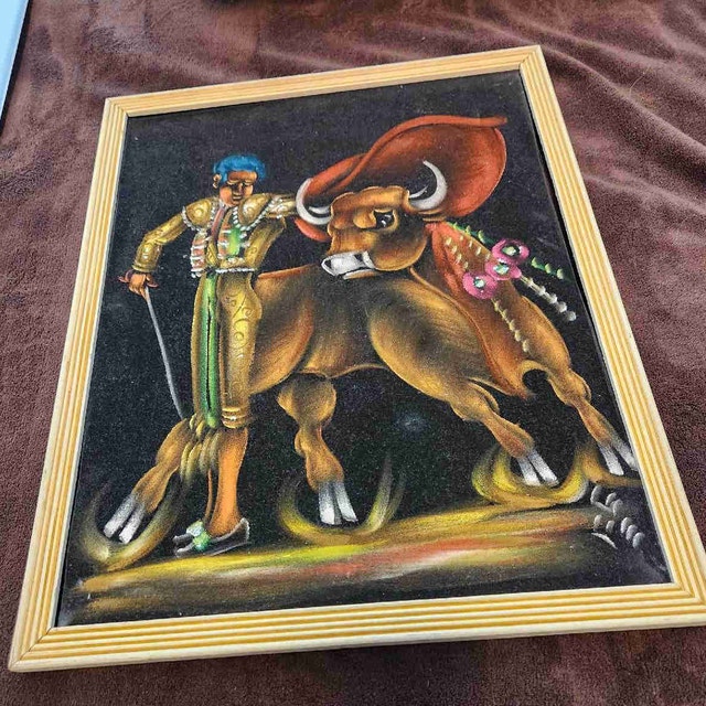 Vintage Mexican Black Velvet Bullfighter Painting