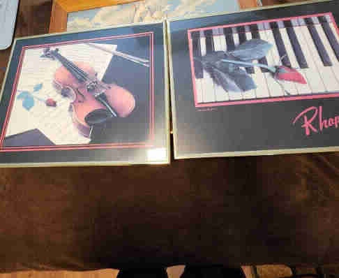 1980s Romantic Music Art Prints - Set of 2 Framed