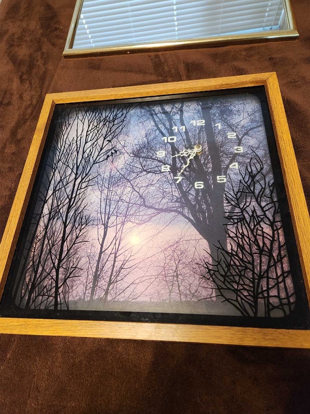 Vintage Shadow Box Tree Silhouette Wall Clock 17x17