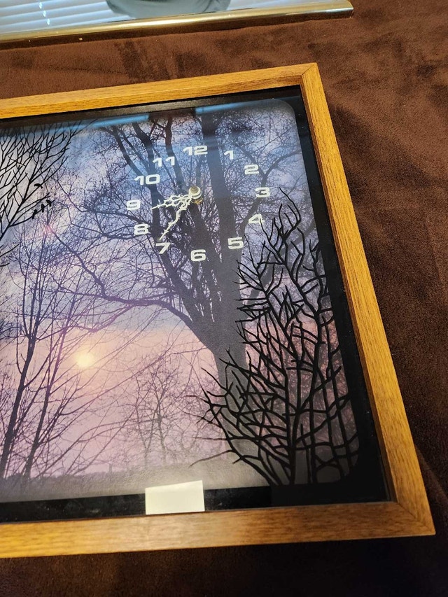 Vintage Shadow Box Tree Silhouette Wall Clock 17x17 - photo 4