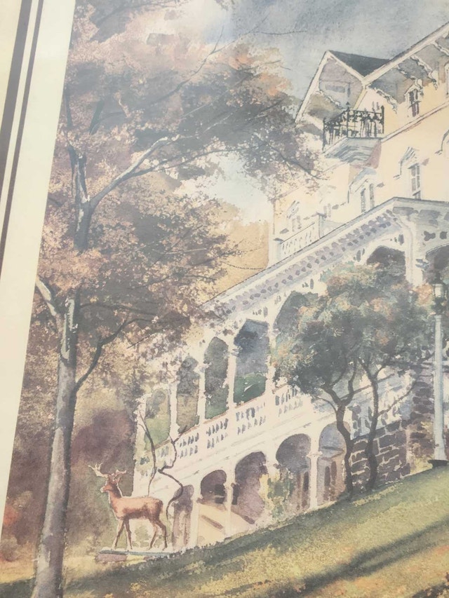 Vintage Framed Victorian Mansion Architectural Art Print - photo 2