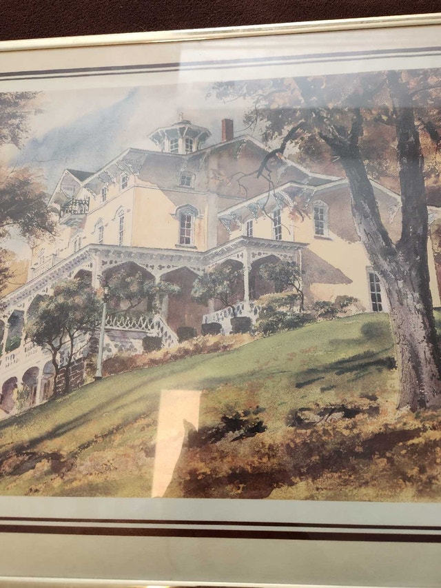 Vintage Framed Victorian Mansion Architectural Art Print - photo 3
