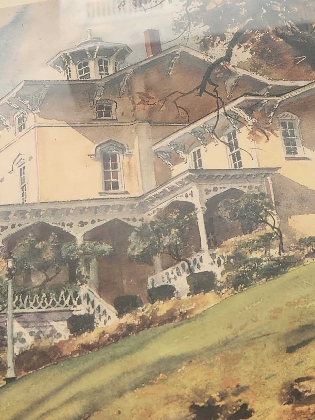 Vintage Framed Victorian Mansion Architectural Art Print - photo 4