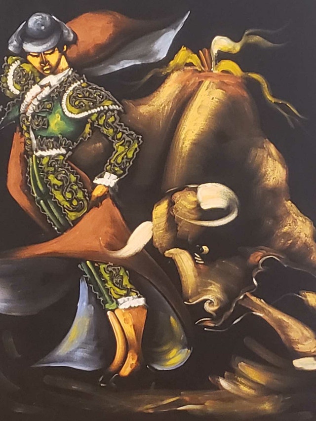 1970s Mexican Black Velvet Painting - Matador & Bull - photo 2