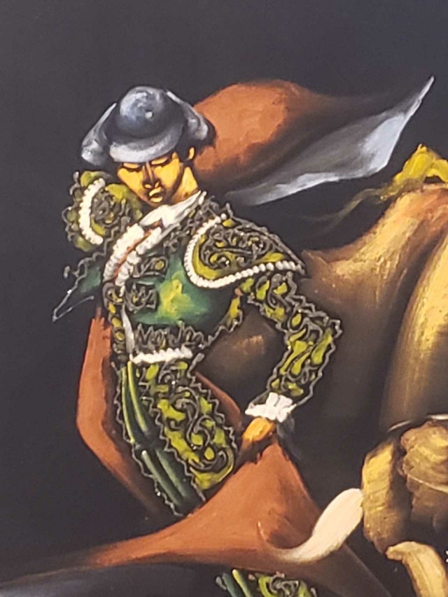 1970s Mexican Black Velvet Painting - Matador & Bull - photo 3