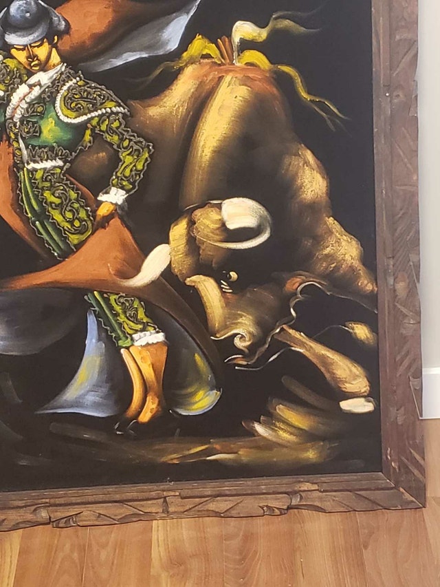 1970s Mexican Black Velvet Painting - Matador & Bull - photo 4