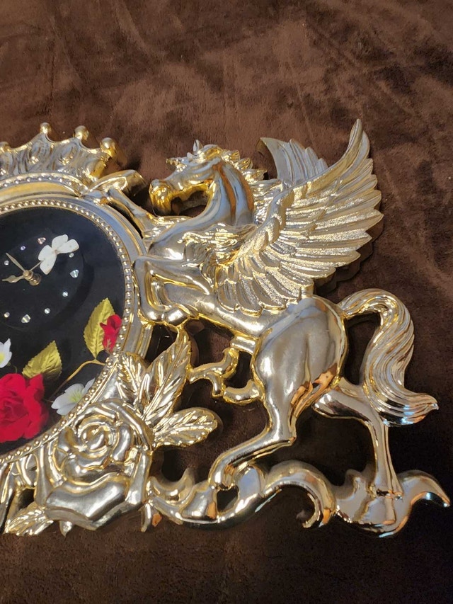 Rare Vintage 1980s Eleco Gold Pegasus Wall Clock – Fully Working - photo 5