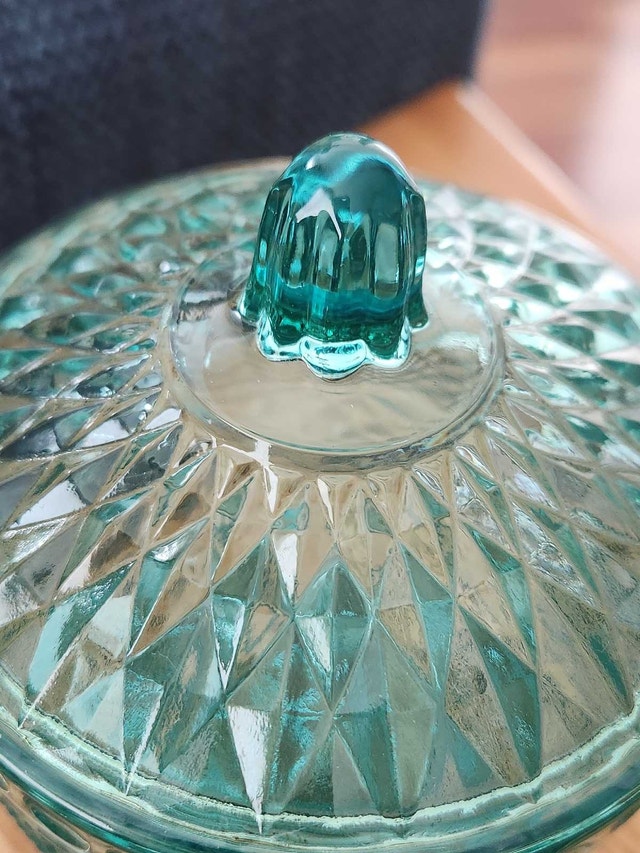 Vintage Teal Indiana Glass Candy Dish - M - photo 3