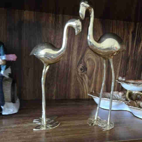 Vintage Brass Flamingo Pair - Hollywood Regency / MCM Decor